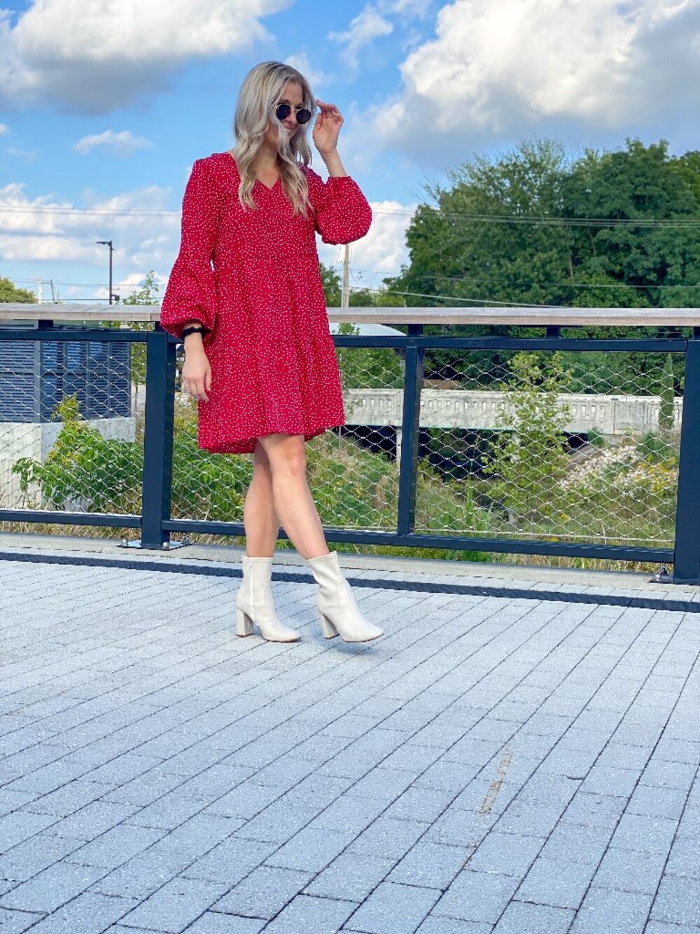 Red Polka Dot Long Sleeve Dress